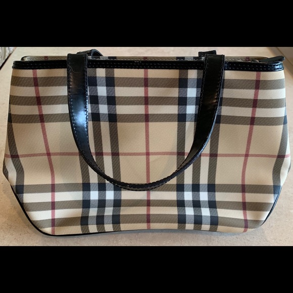 Burberry Handbags - Burberry Nova Check Canvas Bag with Black Trim.